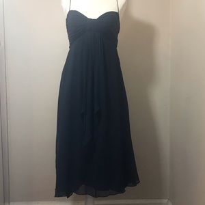 Tea Length Navy Crepe Dress